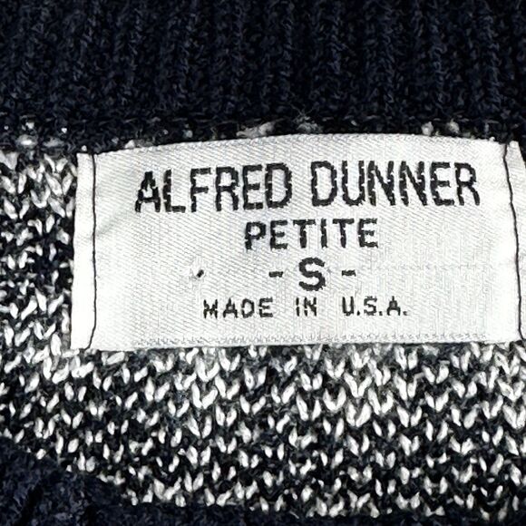 Alfred Dunner Petites Navy Blue Check Sweater Size S Country Club Nautical Core - Picture 7 of 9